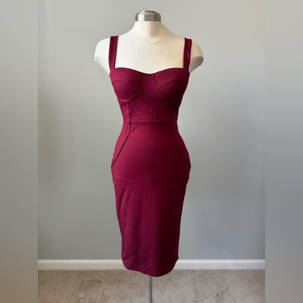 Fashion Nova Burgundy Midi Dress
